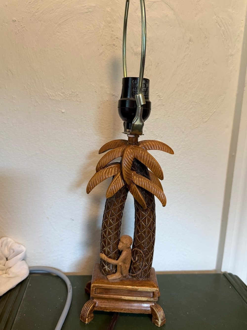 Cheyenne vintage monkey Carved Palm Tree Table Lamp in Brown by
